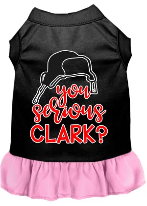 You Serious Clark? Screen Print Dog Dress Black With Light Pink Lg