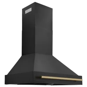 ZLINE 36" Autograph Edition Black Stainless Steel Range Hood with Champagne Bronze Handle (BS655Z-36-CB)